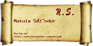 Matula Sándor névjegykártya