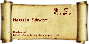 Matula Sándor névjegykártya