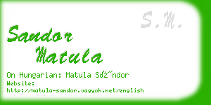 sandor matula business card